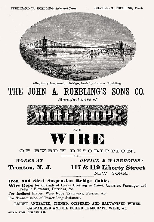 John A. Roebling Co. Advertisement 1879